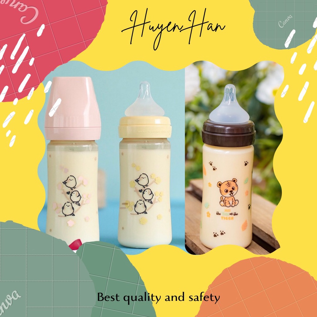 Bình sữa Bebepick (Bình chim vàng/hồng) Hàn quốc PPSU 150/250ml[Cam kết chính hãng]kèm núm ti siêu mềm(hỗ trợ chọn núm)