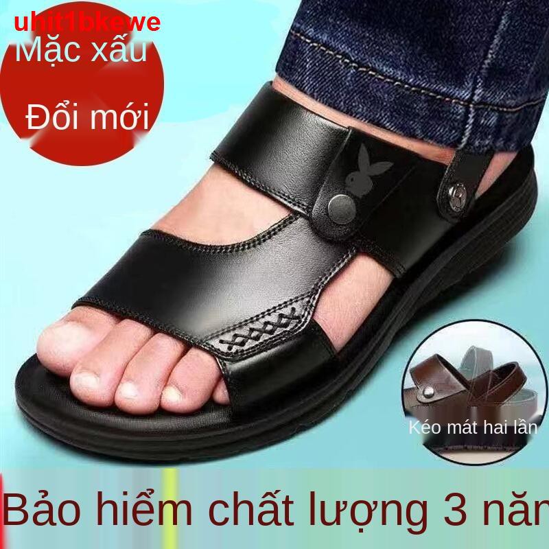 Dépdép đế mát-xa chống trượt cho nam giày da mùa hè và đi biển thường