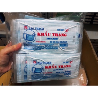 Khẩu trang y tế 3 lớp Bảo Thạch tiệt trùng từng cái, túi 50 chiếc
