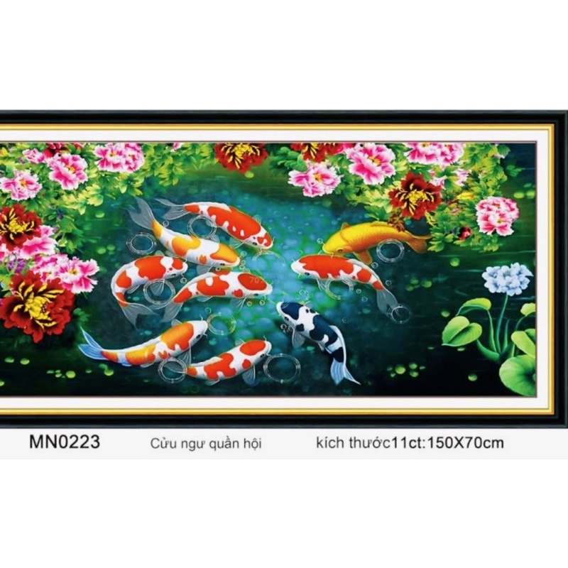 Tranh Thêu Kín Cửu Ngư Quần Hội Mn0222(100*55),Mn0223(150*70)
