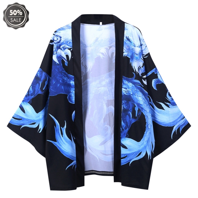 Áo Khoác Kimono Tay Lỡ In Hình Rồng Thời Trang