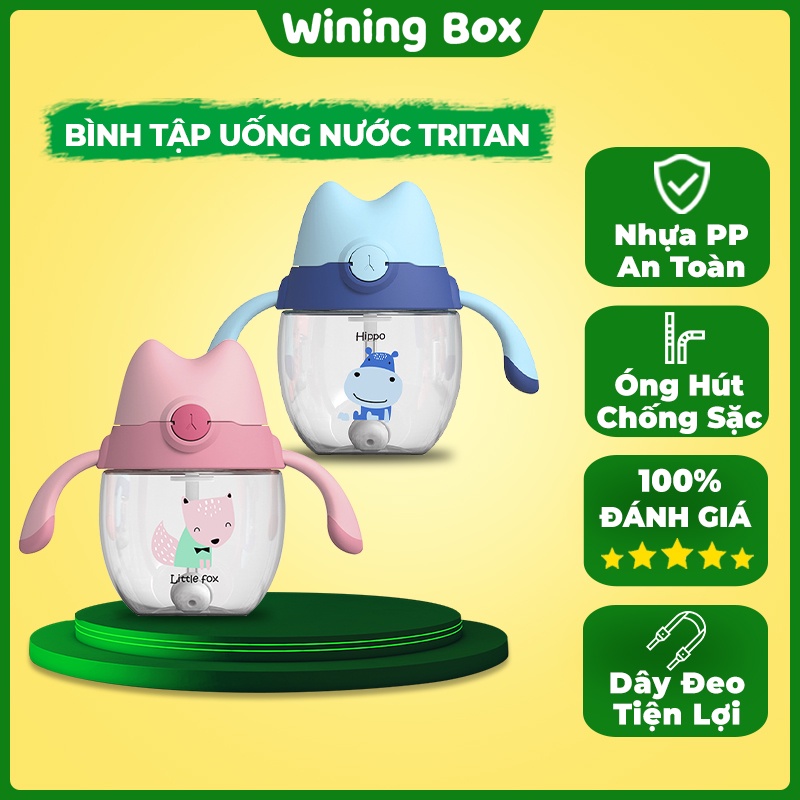 Bình Nước Tritan Cho Bé, Cốc Tập Hút Nhựa Đáng Yêu 2021 Winingbox