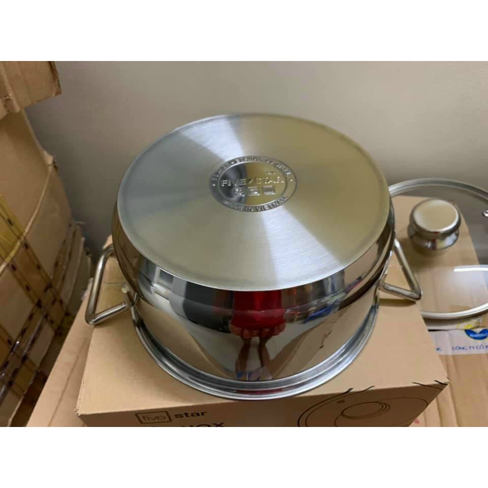 Nồi Inox 3 Đáy-Fivestar-28-30cm-Dùng Bếp Từ-xoong nồi Tân Hợp Thành-bền ,đẹp-sáng bóng-Chính Hãng-giá rẻ-Bảo Hành 5 Năm