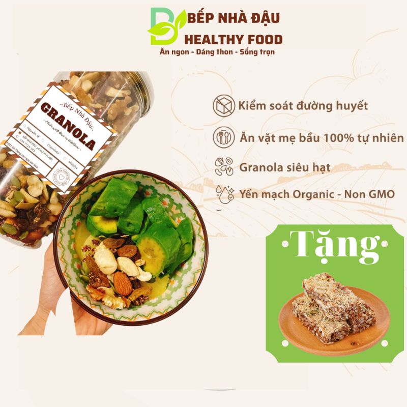 Granola Ăn Kiêng Nhiều Hạt 500g - Ngũ Cốc Ăn Kiêng Không Đường (Tỷ lệ yến mạch 5%)
