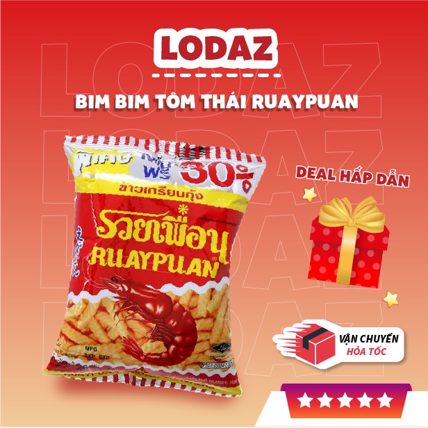 Bim bim tôm Thái RuayPuan thơm ngon hấp dẫn gói 20gr