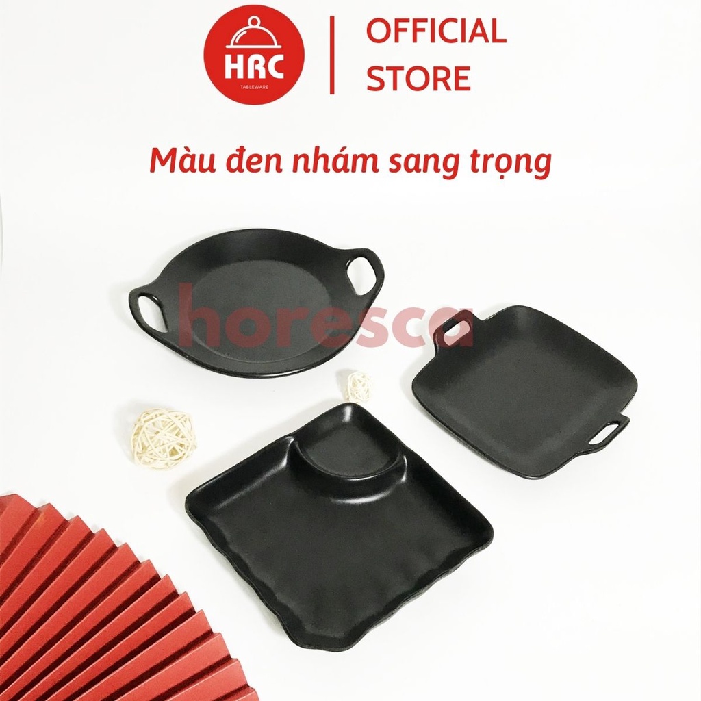 Đĩa đen nhám 100% melamine (CAO CẤP) Đĩa lòng sâu kiểu dáng Hàn Quốc Nhật Bản độc đáo