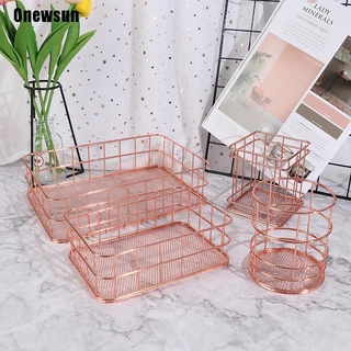 Giỏ Sắt Đựng Cọ Trang Điểm Màu Vàng Hồng Phong Cách Bắc Âu