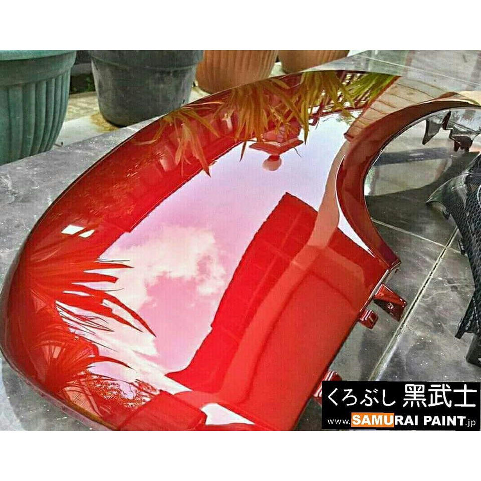 Combo Cơ bản sơn Samurai, sơn xịt xe máy Y138* MÀU ĐỎ CANDY (Lót UCh210, Nền 3/124, Màu Y138*, Phủ K1K)