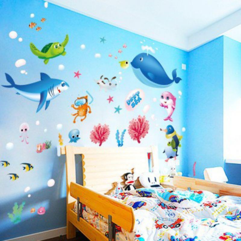 Decal dán tường cá heo (động vật dưới nước)