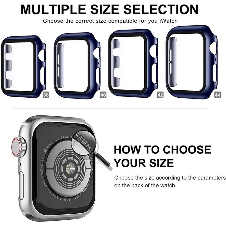 Ốp Bảo Vệ + Kính Cường Lực Dành Cho Đồng Hồ Thông Minh Apple Watch Series 6 5 4 3 SE 44mm 40mm