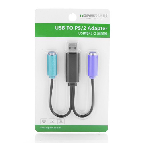 Dây Cáp Chuyển Đổi USB sang PS2 (chuột + bàn phím) UGREEN 20219 - Hàng Chính Hãng