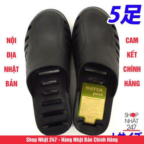 Dép sục nhựa siêu nhẹ nam nữ thoáng khí màu đen size L - Nội địa Nhật Bản