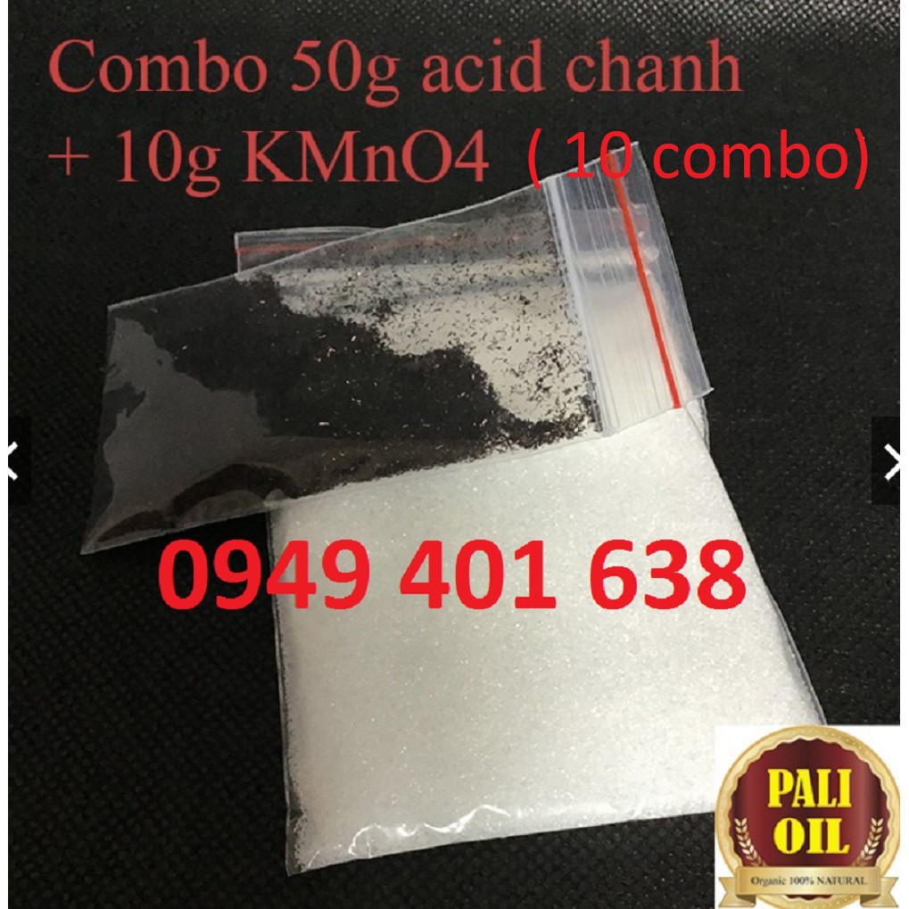 10 Sét Thuốc Tẩy Mốc 10 Gói KMnO4 (100g)+ 10 Gói Bột Axit Chanh(500g) Tẩy Trắng Quần Áo