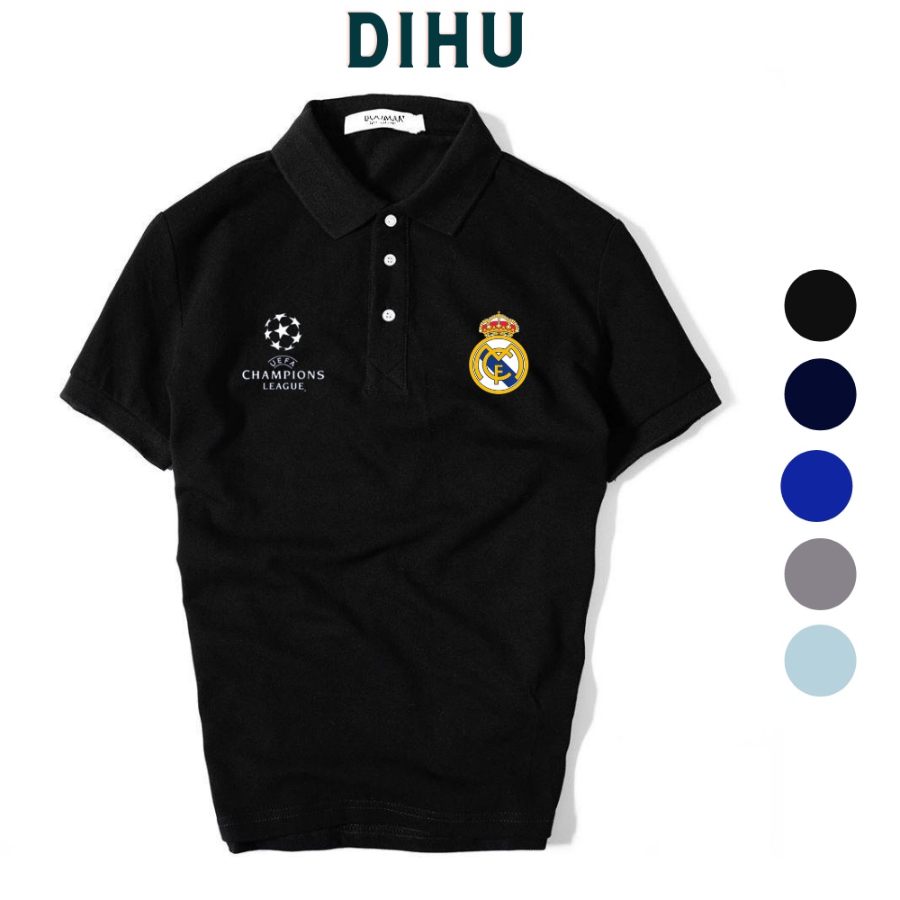 Áo thun Polo nam nữ cao cấp Real Madrid Unisex vải cá sấu Poly co dãn 4 chiều dày dặn form gerular fit