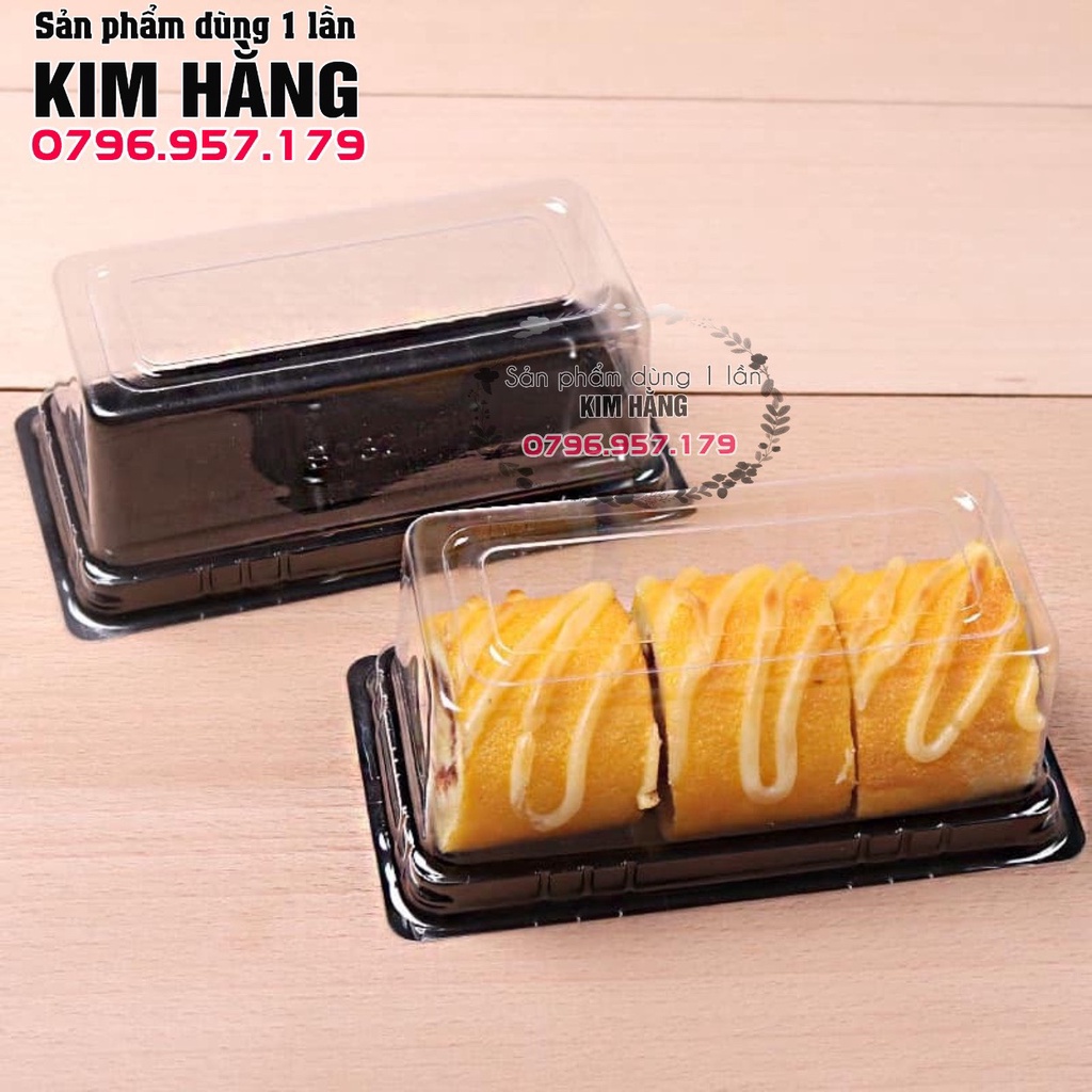 Set 100 hộp chữ nhật B032 đựng bánh bông lan cuộn mini, đựng plan chesse, đựng bánh bông lan shinn,....