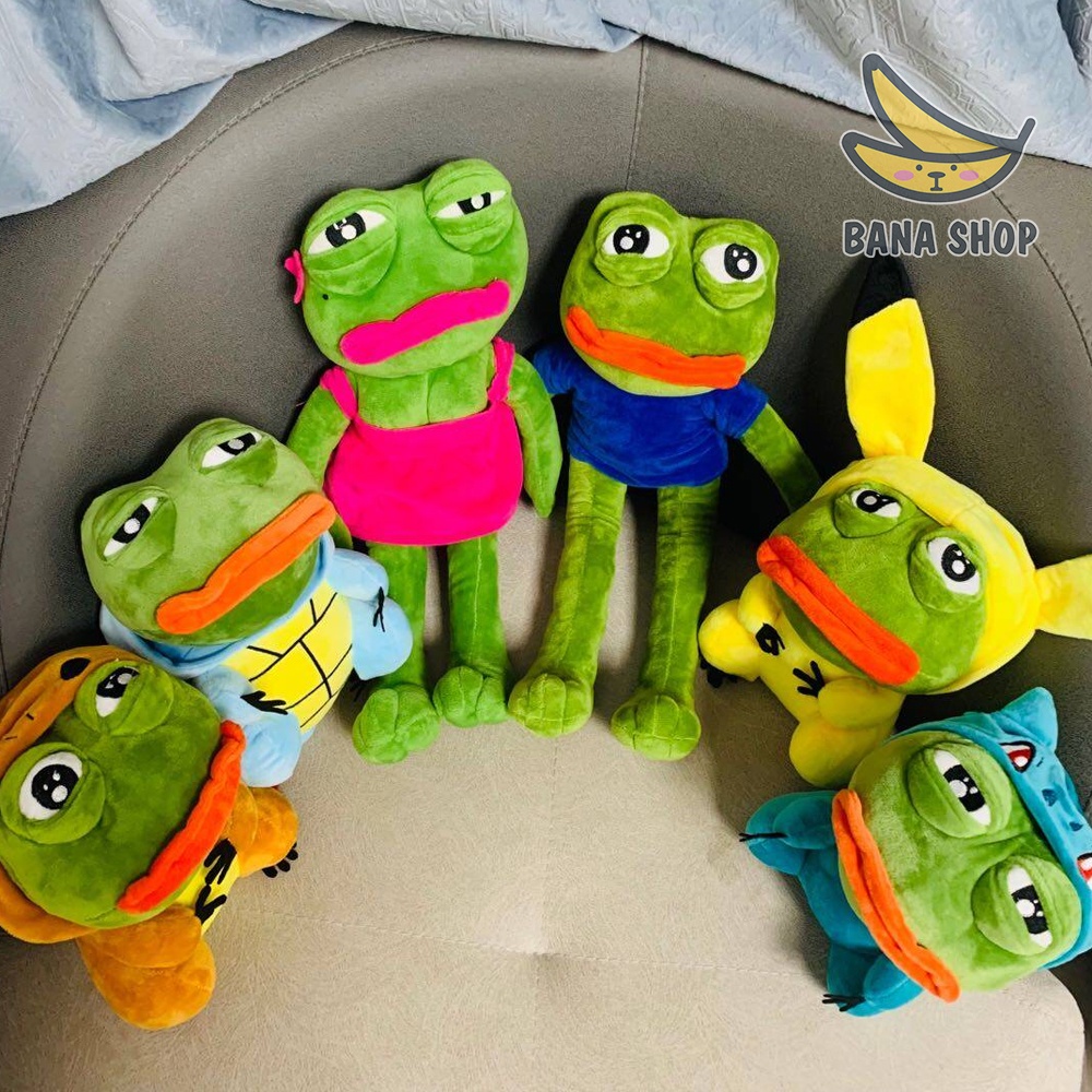 Gấu bông ếch xanh sad frog Pepe cosplay rùa khủng long pikachu Squirtle Charmander siêu bựa dành cho vozer