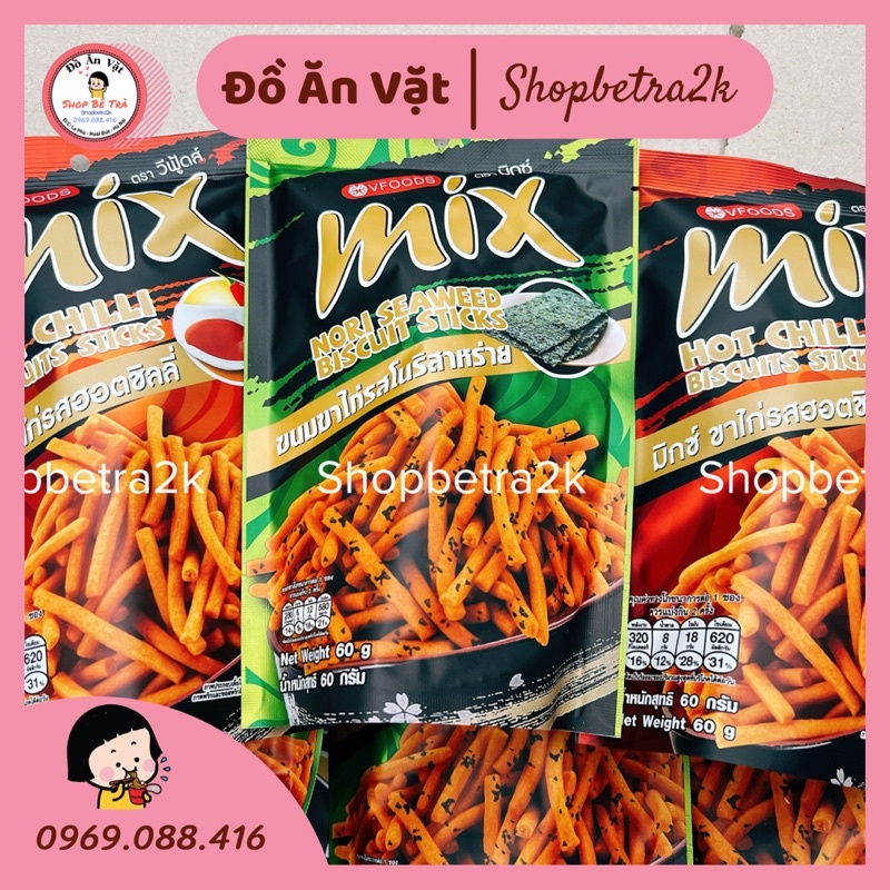 Snack tăm que cay Mix Hot Chilli Thái Lan [gói 60gr]