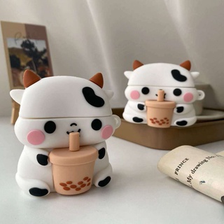 Vỏ bảo vệ hộp sạc tai nghe Airpods 1/2 Pro Pro4 bằng silicon hình ly trà sữa dễ thương
