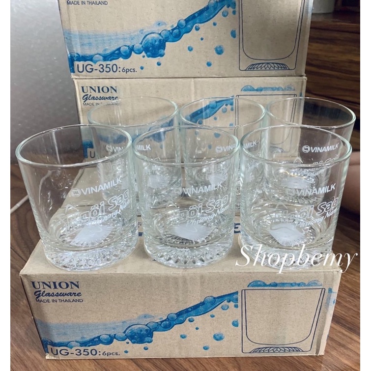 Hộp 4 cốc Thủy Tinh Nutri boost dung tích 345ml hàng dày dặn kèm ảnh thật , cốc hổ phách có quai 480ml hàng loại 1