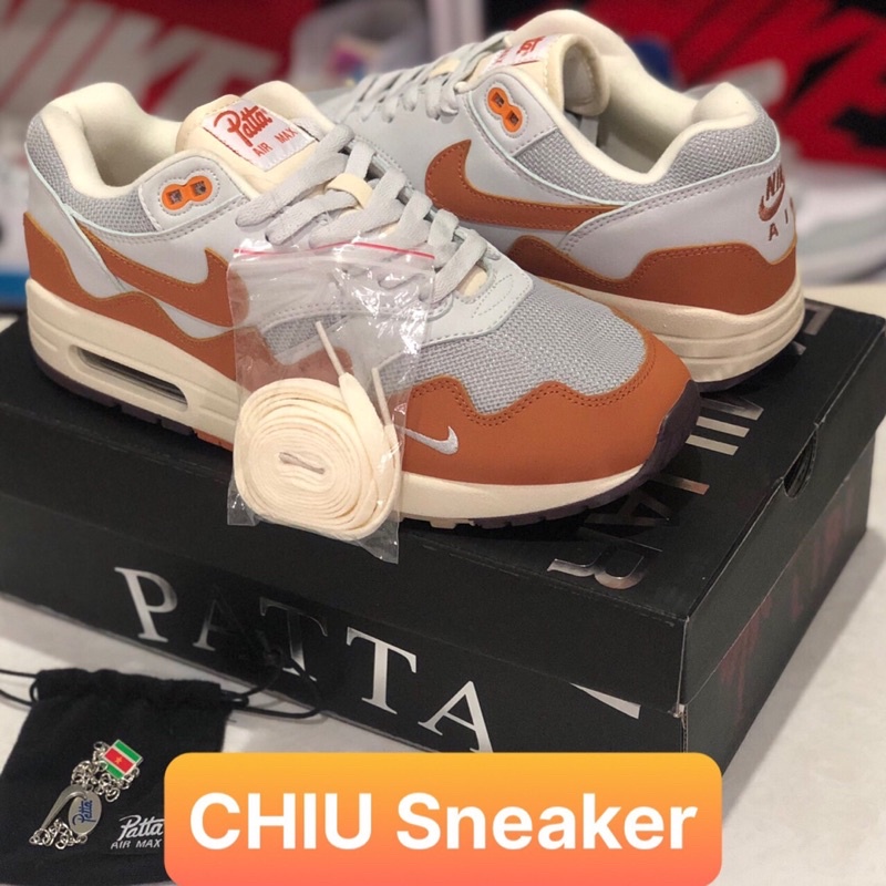 Giày thể thao air max 1 patta nâu xám cao cấp giày Sneaker nam nữ air max 97 Patta nâu xám Full PK