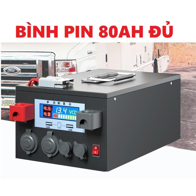 Bình Pin Lithium 12V-80AH Đủ Dung lượng, Chuyên Máy đổi điện Biến Tần Inverter, Kích điện Lưu Trữ Năng Lượng Mặt trời