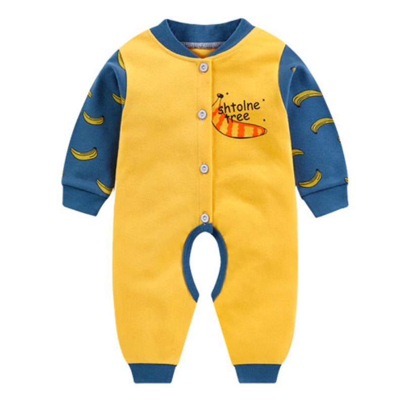 Áo liền quần LUCKYCANDY bằng cotton tay dài dễ thương thời trang cho bé sơ sinh 0-24 tháng tuổi