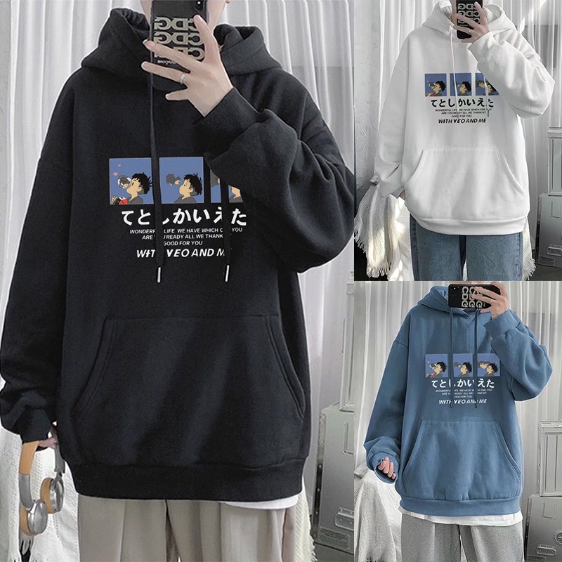 Áo hoodie tay dài in họa tiết anime thời trang thu đông cho nam