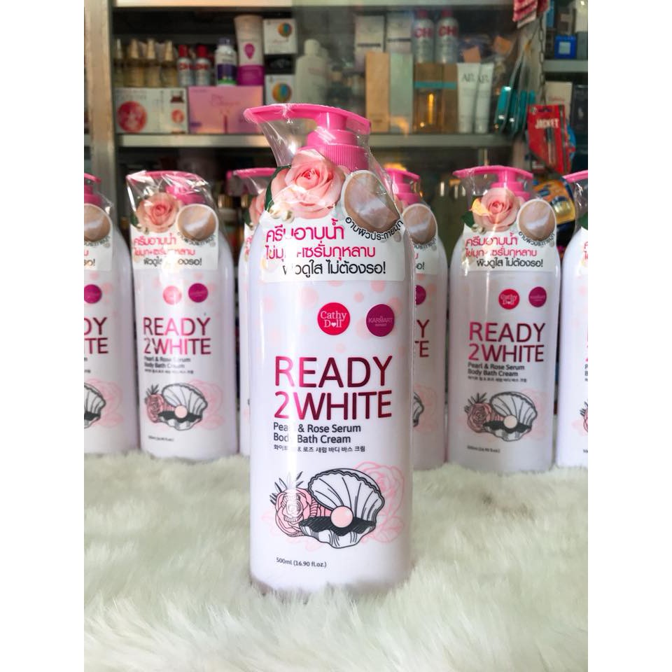 Sữa tắm Ready 2 White Pearl &amp; Rose Serum Body Bath Cream Cathy Doll