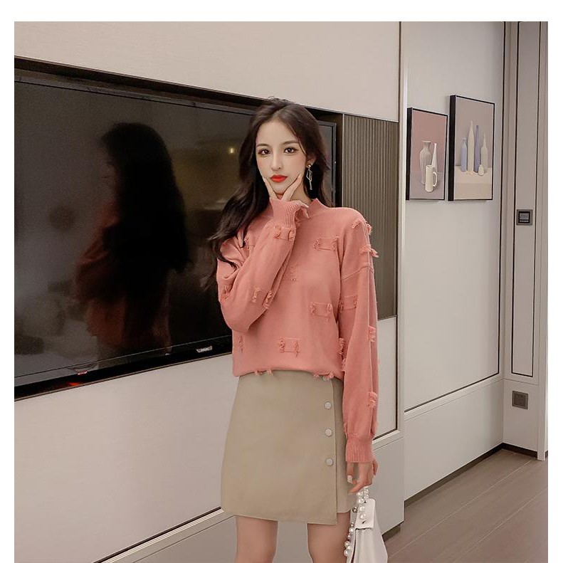 Áo len thời trang nữ họa tiết vá cực yêu Style Hàn Quốc C074