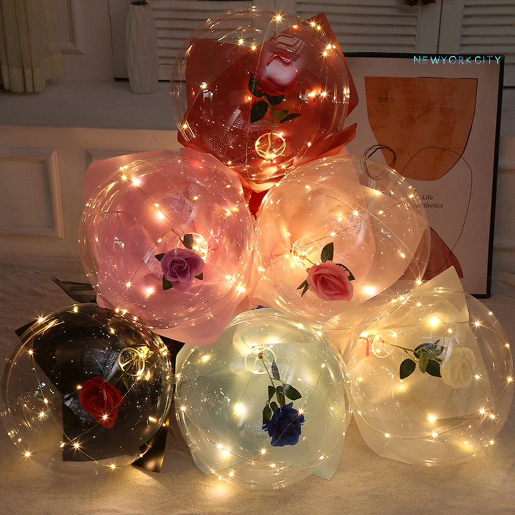 1 Set Bong Bóng Hình Hoa Hồng Phát Sáng Đẹp Mắt Dùng Trang Trí Tiệc