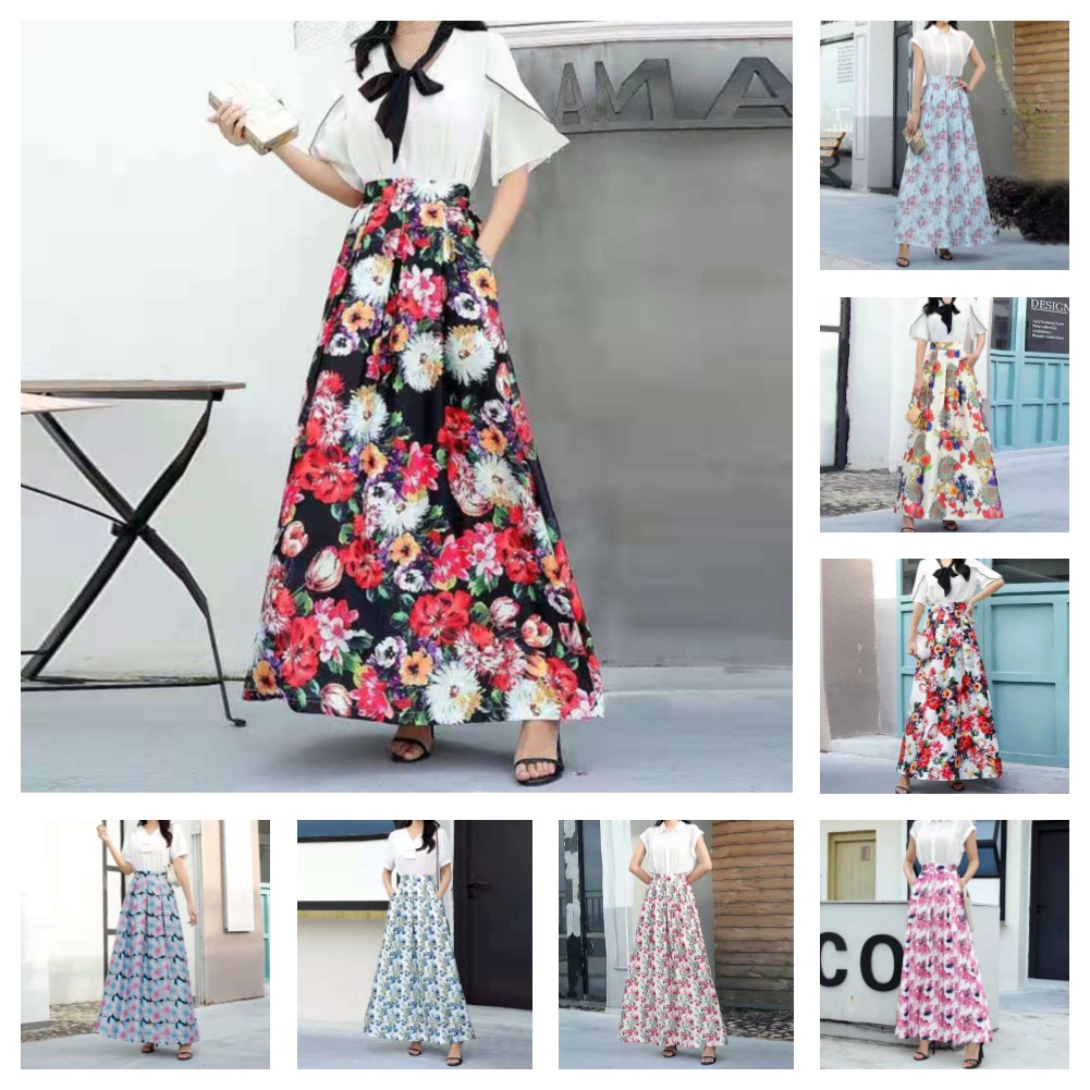 Chân váy maxi dài in hoa thời trang nữ tính