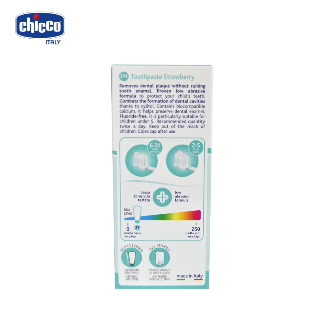 Kem Đánh Răng Hương Dâu Chicco Dành Cho Bé Từ 12 Tháng Tuổi Giúp Bảo Vệ Răng Chắc Khỏe 50ml