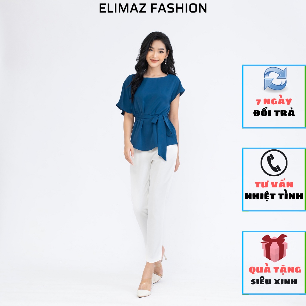 Áo sơ mi nữ công sở Elimaz trơn cánh rơi đai eo EA21.092