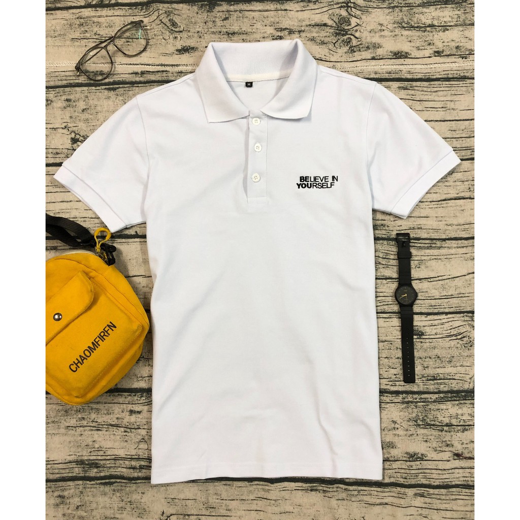 Áo thun POLO Unisex - Thêu BELIEVE IN YOURSELF | BigBuy360 - bigbuy360.vn