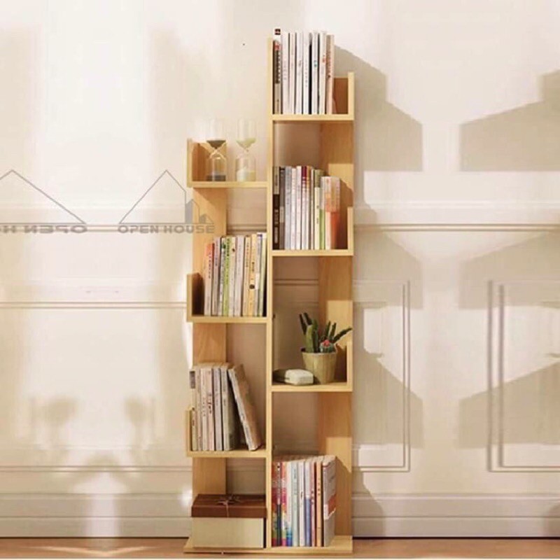 Kệ sách gỗ xương rồng gỗ MDF cao cấp, chống mối mọt l Kệ gỗ xương rồng đựng sách 8 ngăn, Sâu 20cm, Cao 120cm, Rộng 50cm