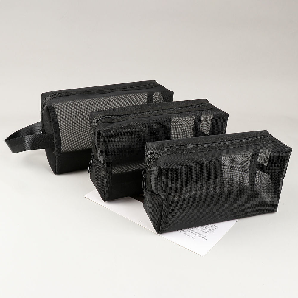 (Hàng Mới Về) Túi Đựng Đồ Trang Điểm Phối Lưới Khóa Kéo Tiện Dụng