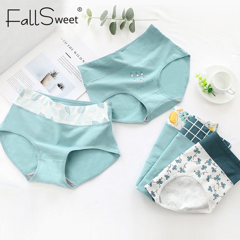 Fallsweet Quần Lót cotton Không Đường May Lưng Cao Mềm Mại Thoải Mái Cho Nữ