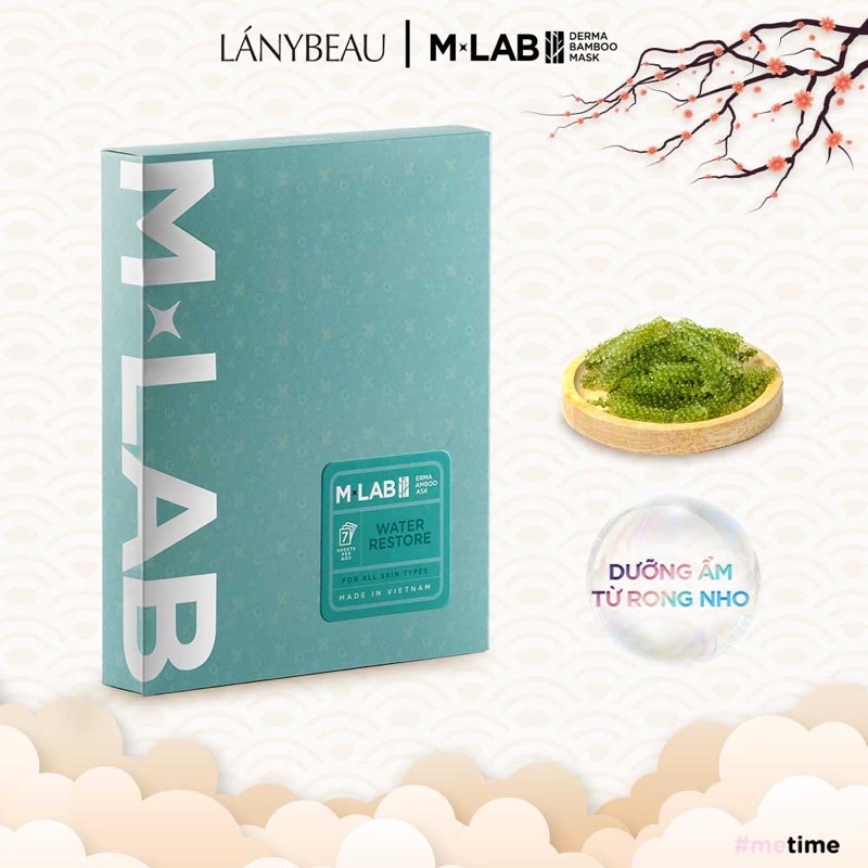 Mặt nạ cấp ẩm sâu siêu tốc, dưỡng ẩm LÁNYBEAU MLAB Derma Bamboo Water Restore hộp 7 miếng (28g/m)