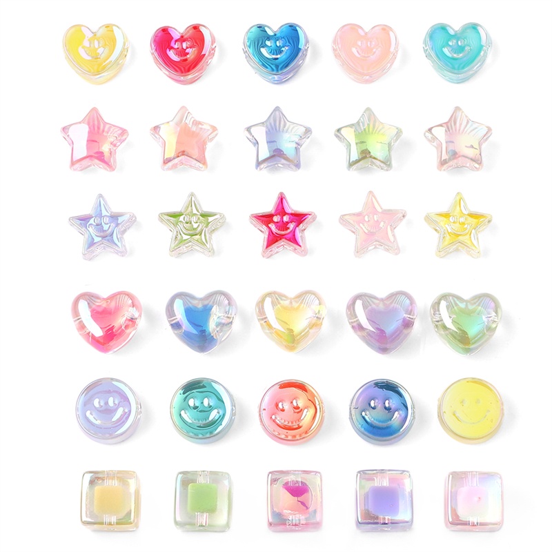 Hạt charm hình vuông / ngôi sao / trái tim tráng men nhiều màu sắc dùng làm trang sức diy