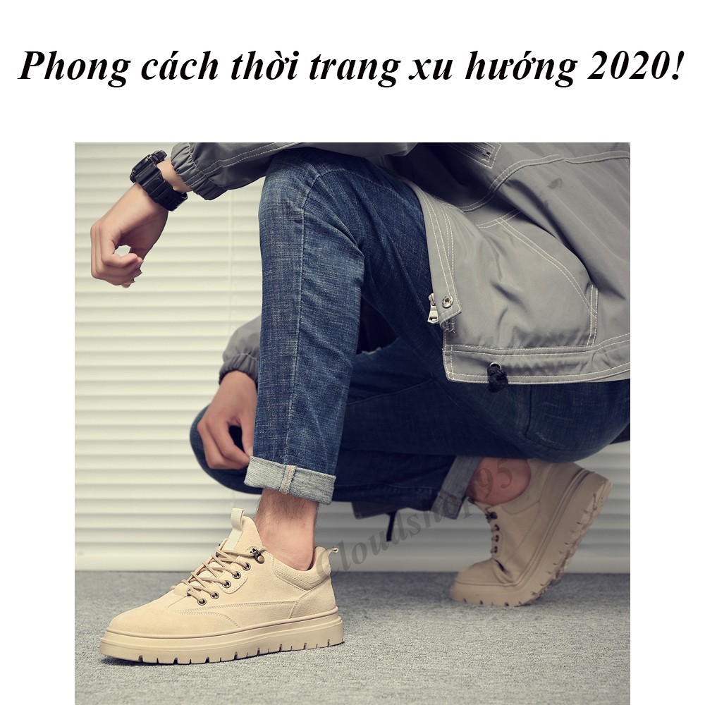 ⚡GIÁ RẺ NHẤT⚡Giày thể thao nam da lộn thắt dây tăng chiều cao 5cm (màu nâu cát)