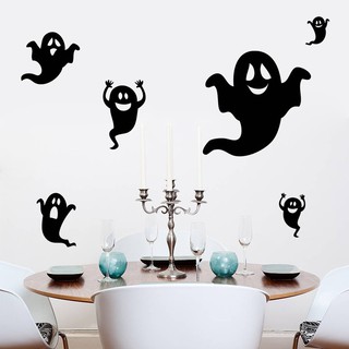 Miếng dán tường vinyl hình con ma đen cho Halloween
