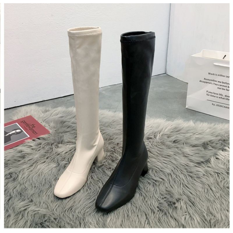 Boot đùi thời trang chất da lì gót cao 5cm | BigBuy360 - bigbuy360.vn