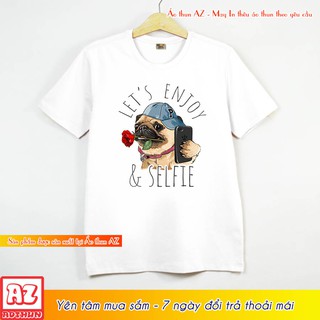 Áo thun Teen Nam Nữ in hình Chó Pug Selfie Dog - Form rộng BIGSIZE AZ M1679