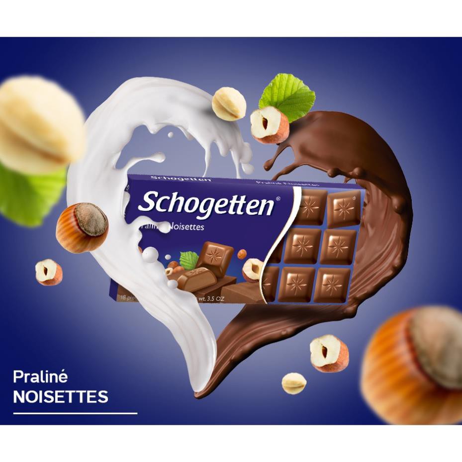 (10 vị) Chocolate Schogetten thanh 100gr