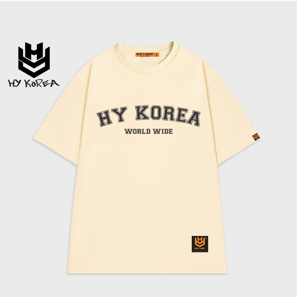 Áo thun nam tay lỡ nam nữ form rộng in hình HY KOREA World Wide 515