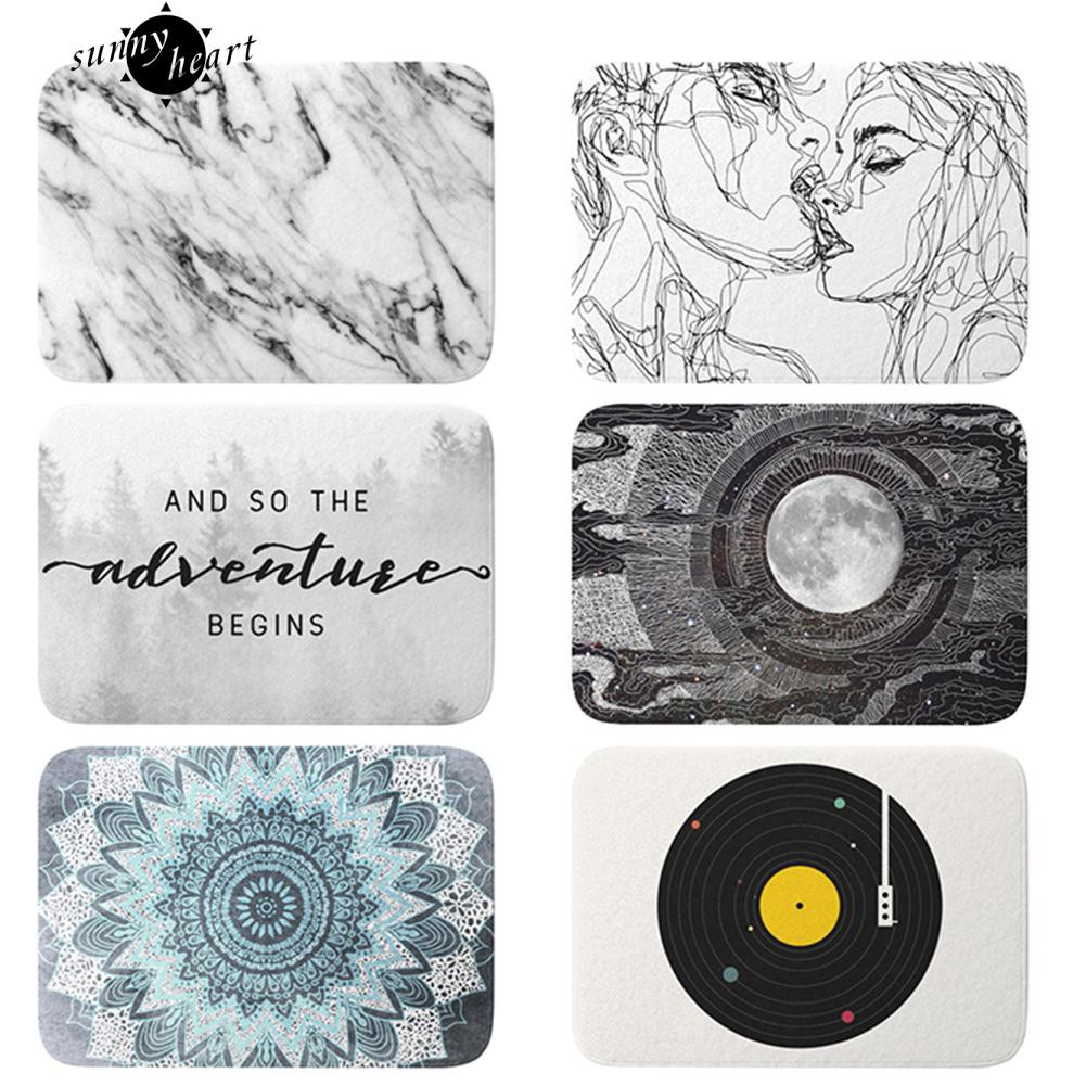 Thảm Chùi Chân Chống Trượt In Hoa Văn Đá Cẩm Thạch