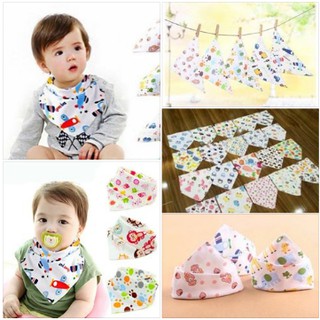 Khăn tam giác cho bé, Yếm Tam Giác Cotton 2 Lớp Cúc Bấm