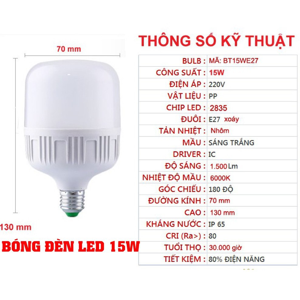 [RẺ NHẤT SHOPEE] BÓNG ĐÈN LED 15W TRỤ ĐUÔI XOÁY - TIẾT KIỆM ĐIỆN NĂNG