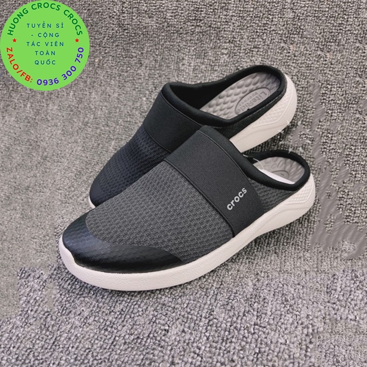 GIÀY SỤC LƯỜI CROCS VẢI LƯỚI LITERID MESH MULE CHO NAM MÀU ĐEN
