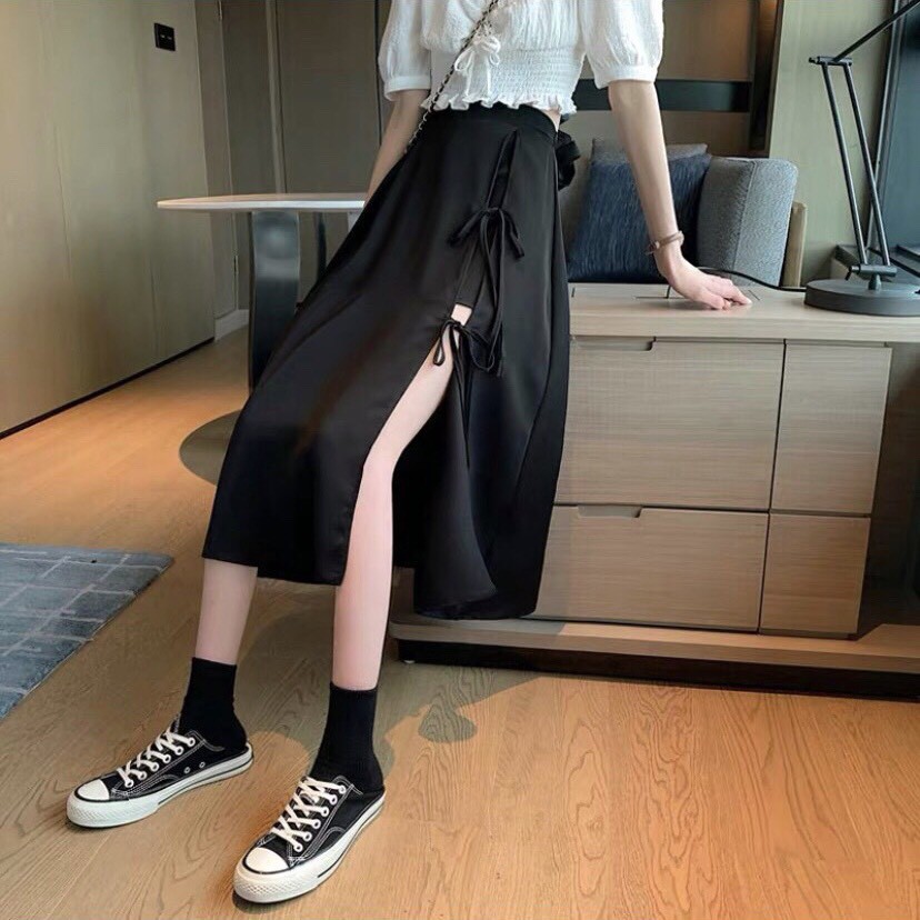 CHÂN VÁY ĐŨI XẺ MIDI ( SIÊU CÁ TÍNH ) có lót trong CV05